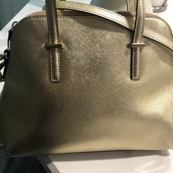 Kate Spade New York Cedar Street Maise Gold Metallic Satchel / Crossbody Bag - Picture 9 of 10